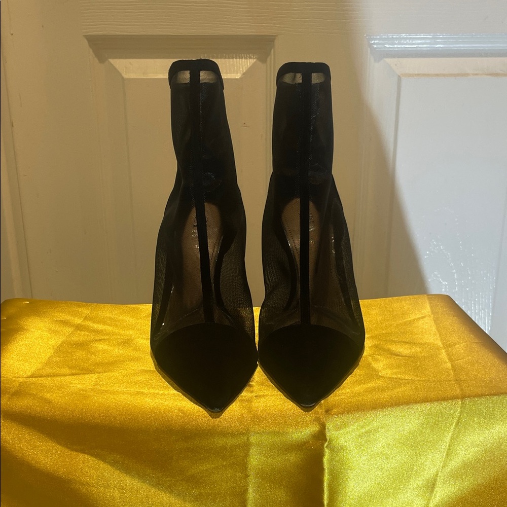 Zara Black Mesh Heeled Boots